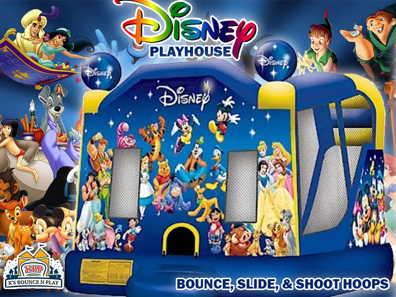 Disney Playhouse bounce house rentals with slide of Mickey Mouse theme