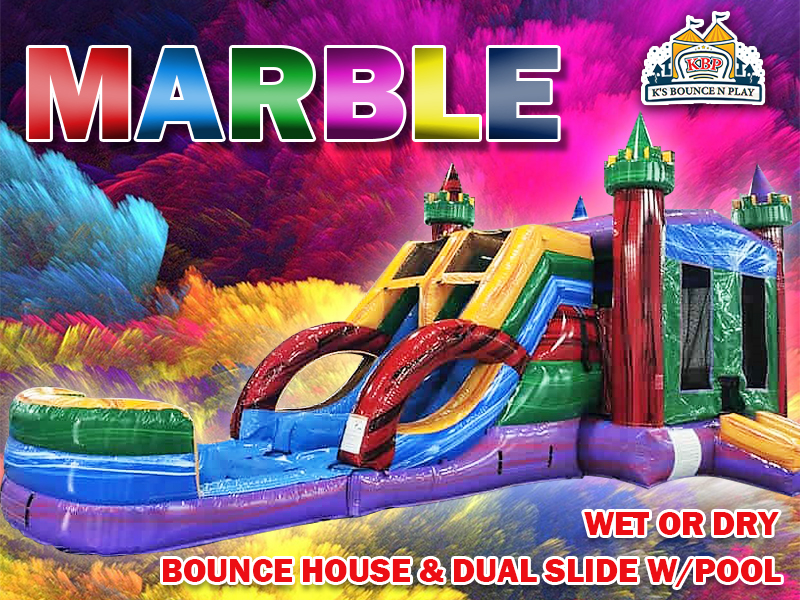 Colorful Bounce House with Double Slide