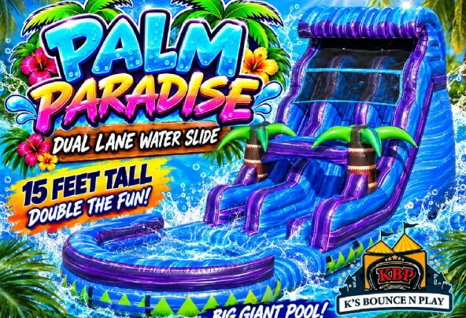 Palm Paradise dual lane water slide rental in Monroe NC